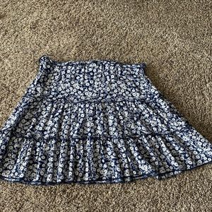 blue flowery flowy skirt